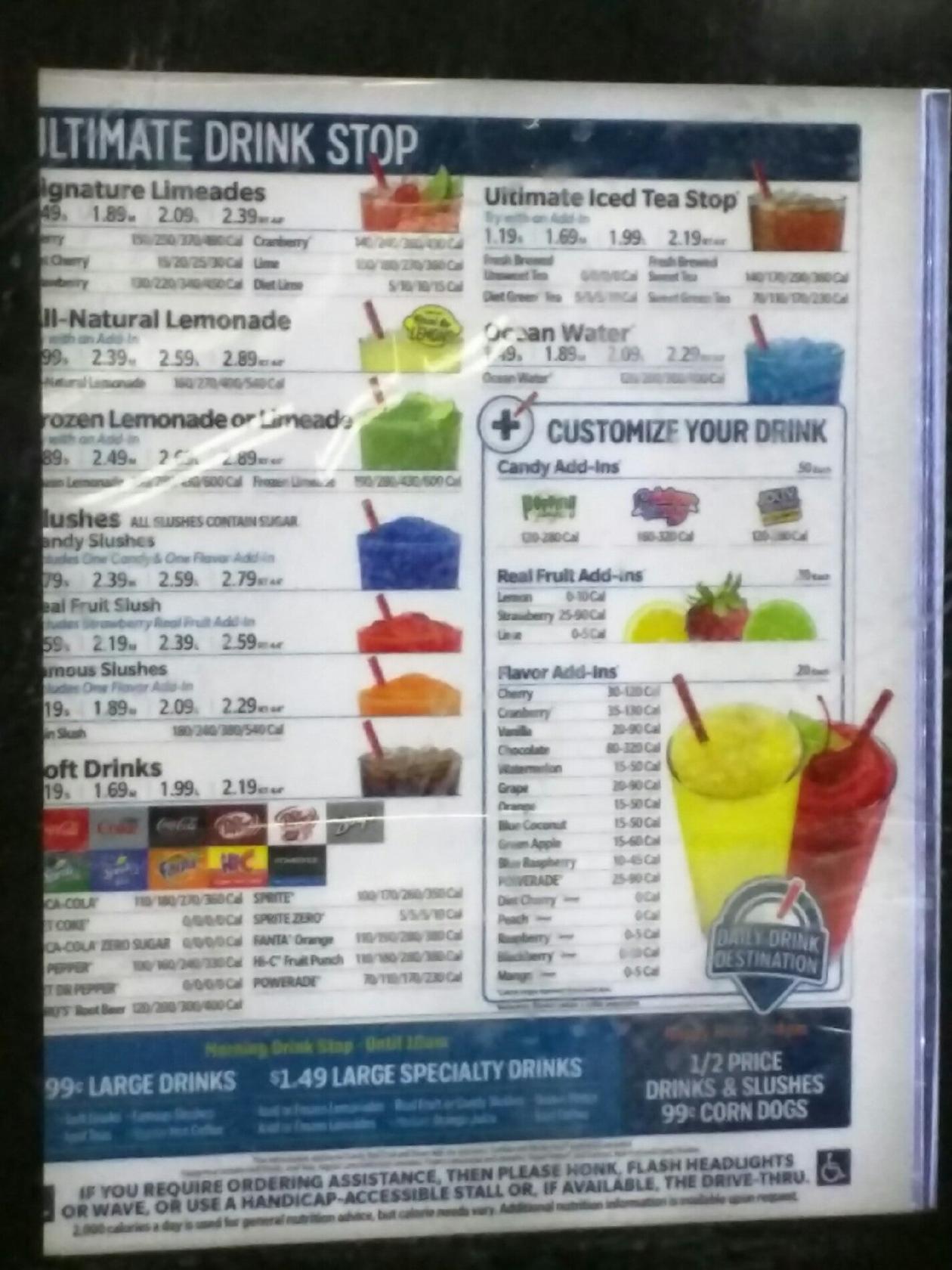 Sonic Drive-In меню