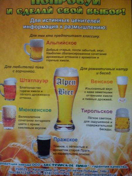 живое Пиво меню