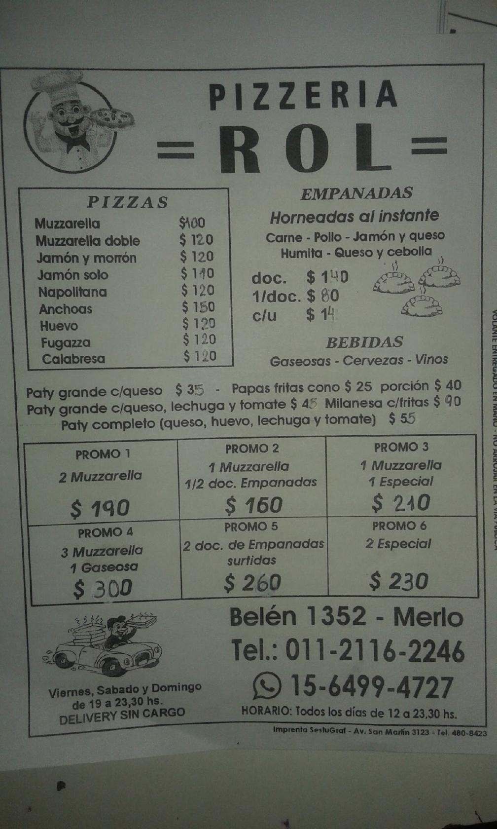 Pizzeria "ROL" меню