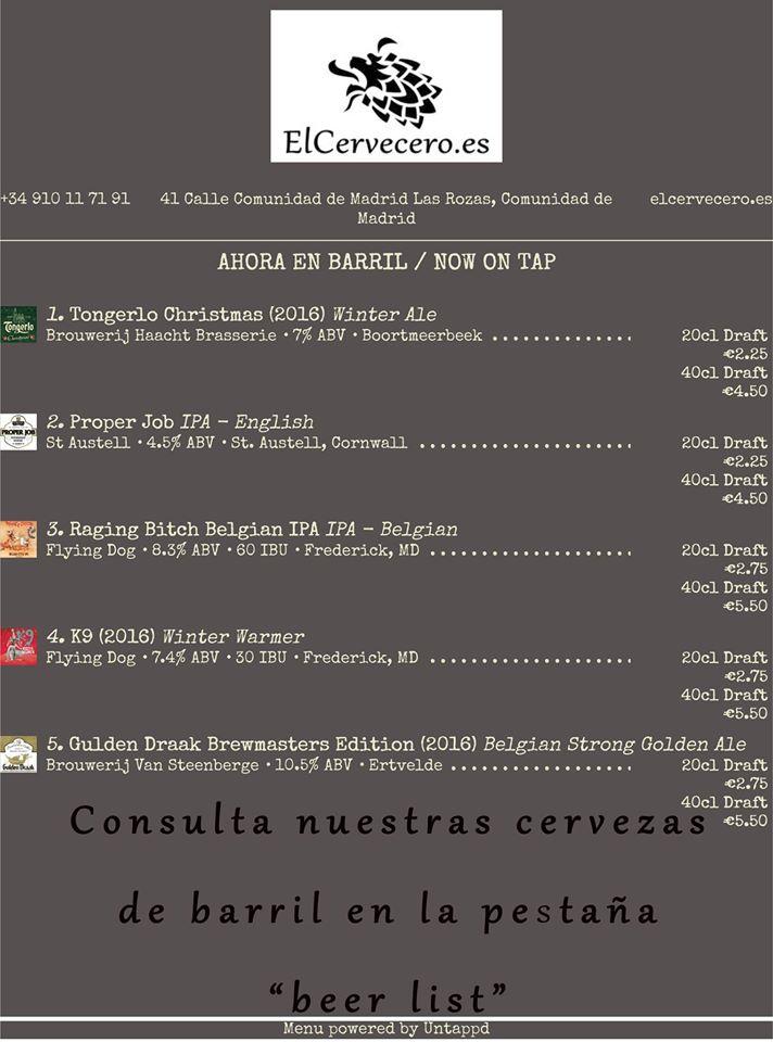 Elcervecero.Es меню