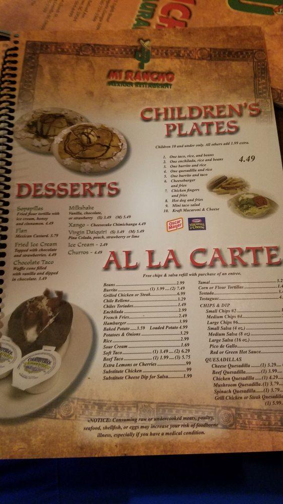 Mi Rancho меню