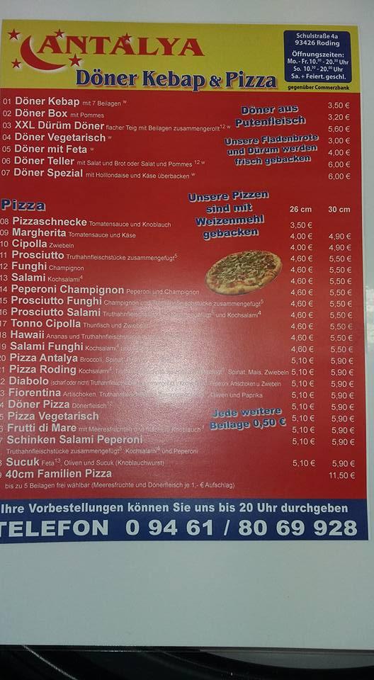 Antalya меню