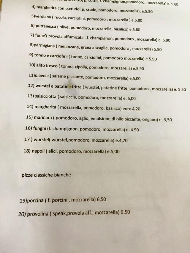 Da Fabrizio меню