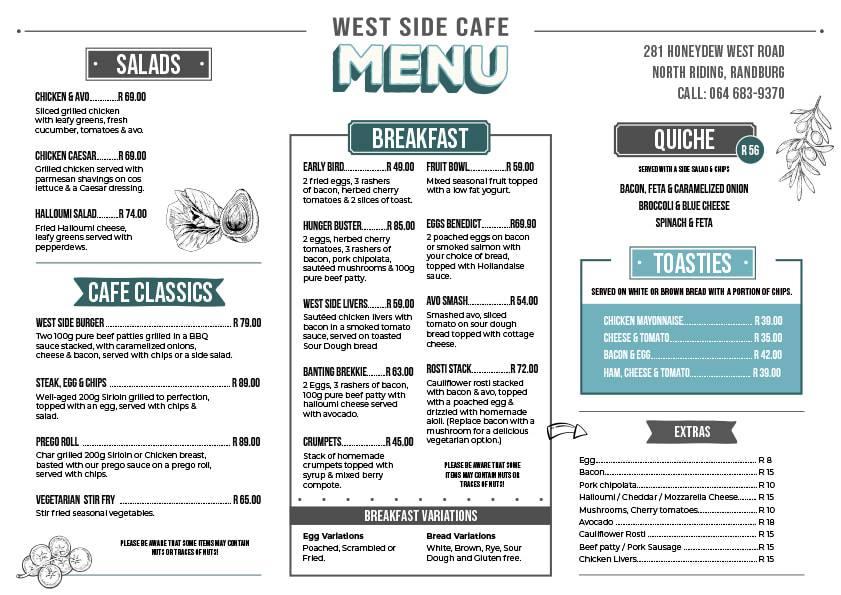 West Side Cafe меню