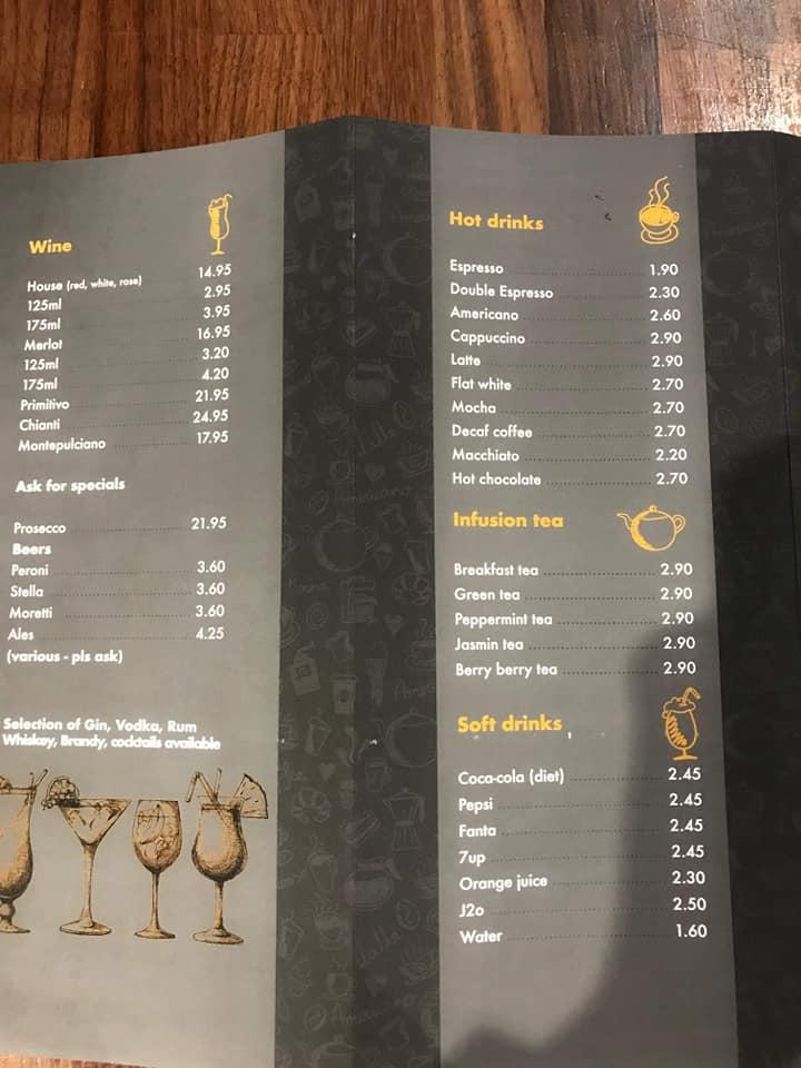 Caffe Perte меню