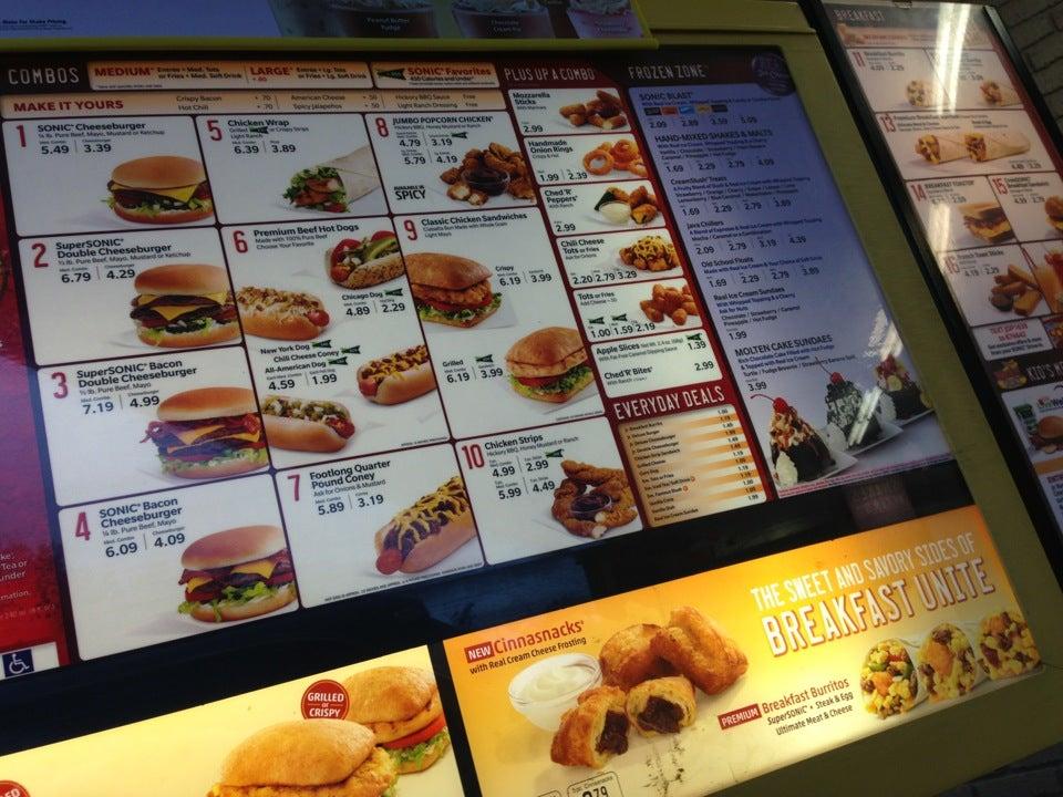 Sonic Drive-In меню