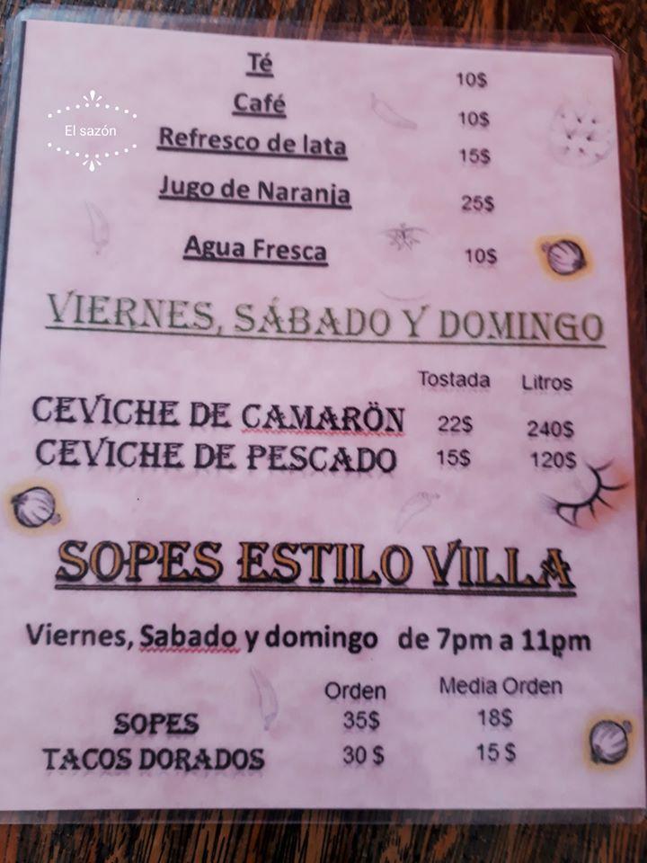 El Sazón меню