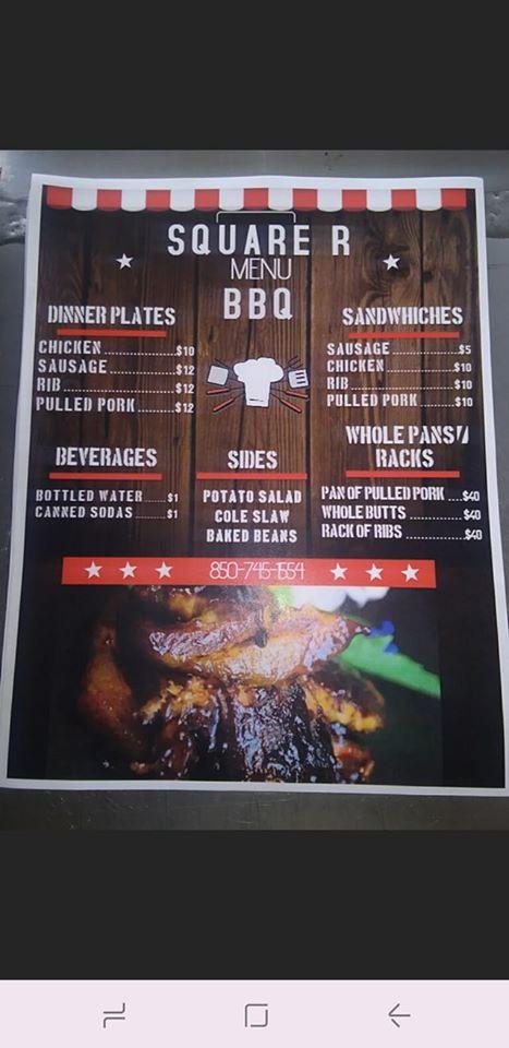 Square R BBQ меню