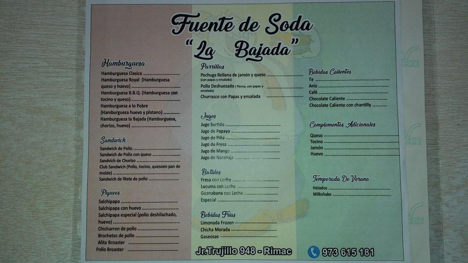 La Bajada.com меню