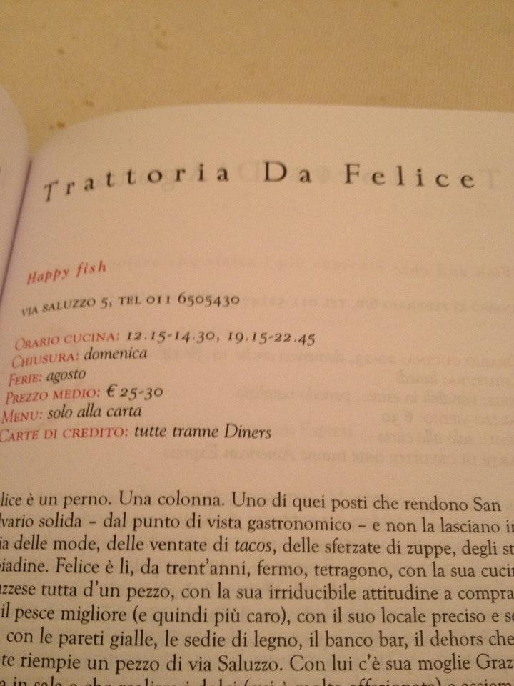 Trattoria Da Felice меню