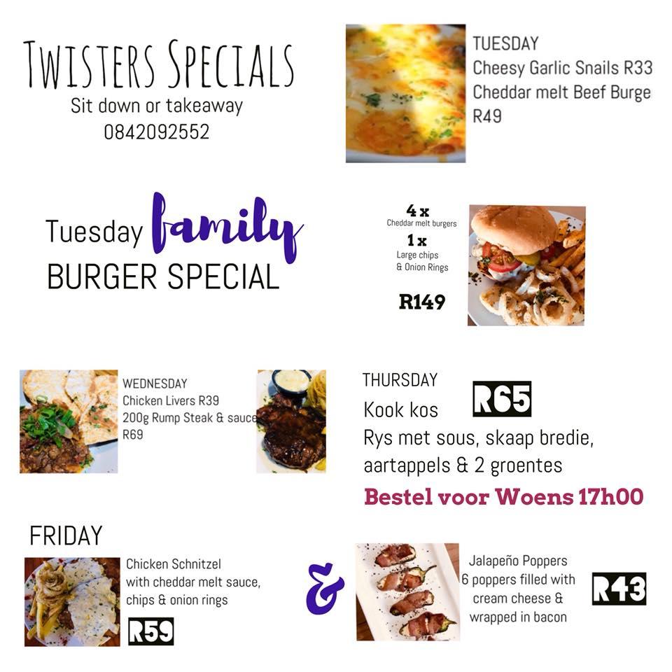 Twisters меню