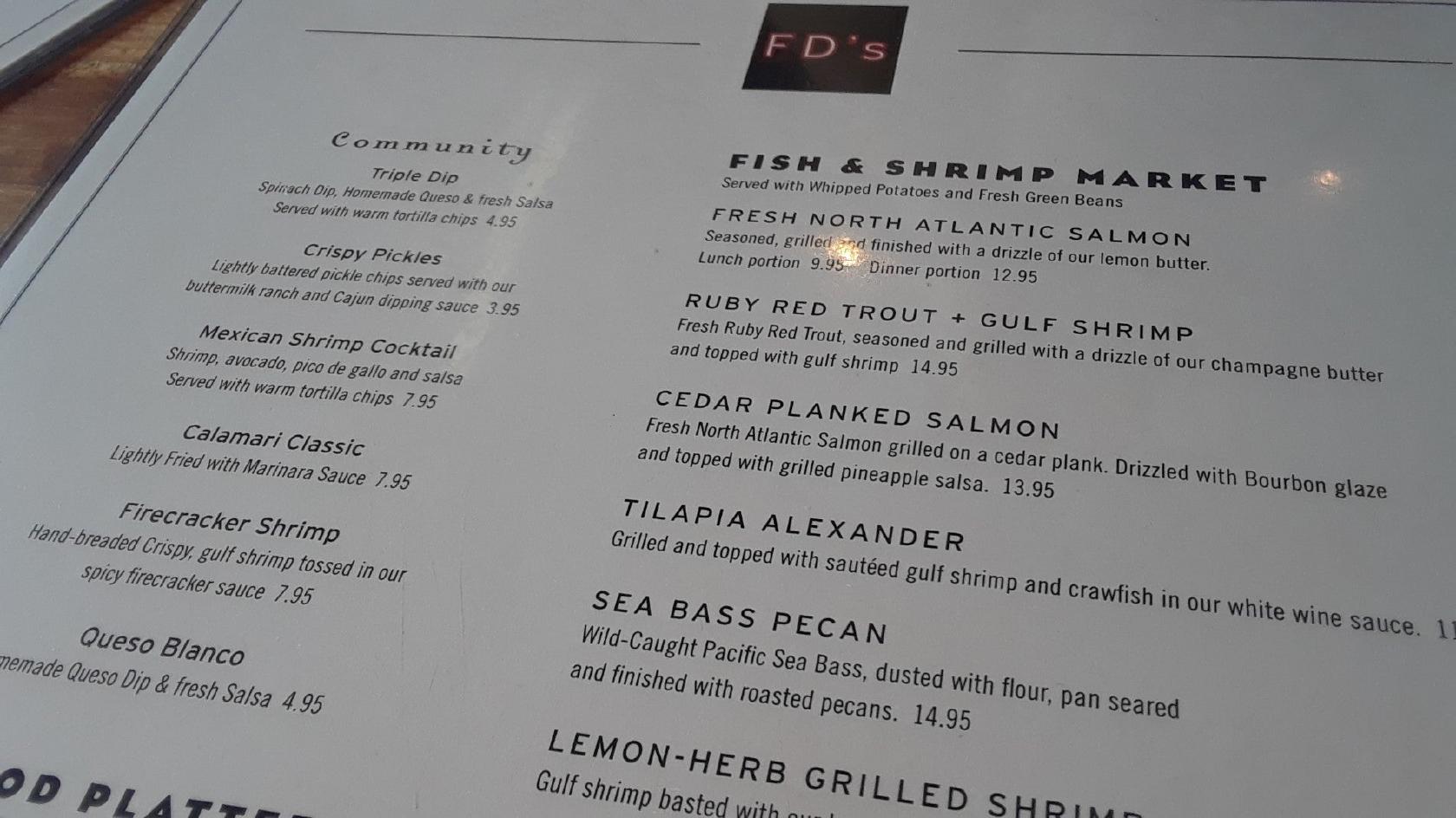 Fish Daddy's Seafood Grill меню