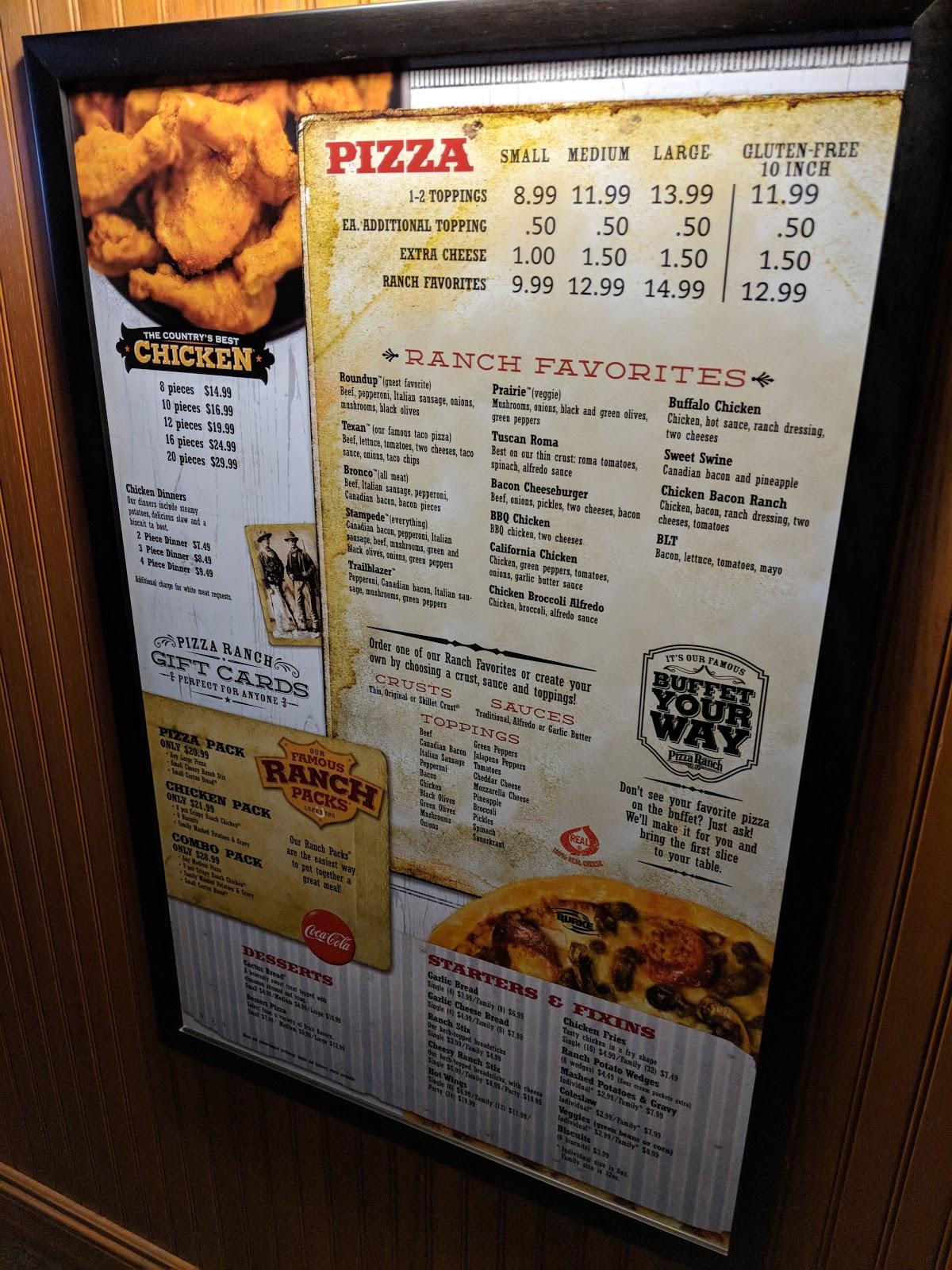 Pizza Ranch меню