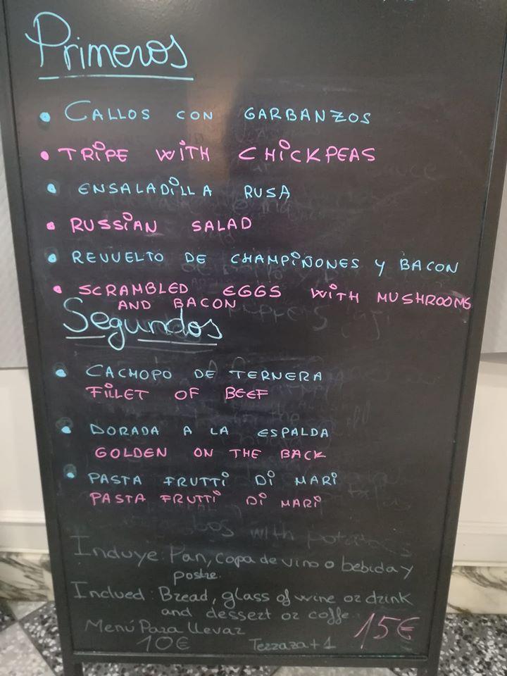 Cafetería Mediante меню