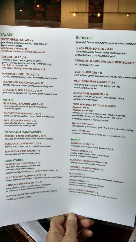 Teavolve Cafe меню