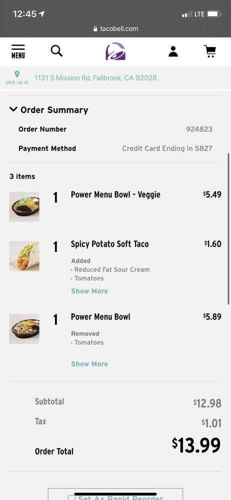 Taco Bell меню