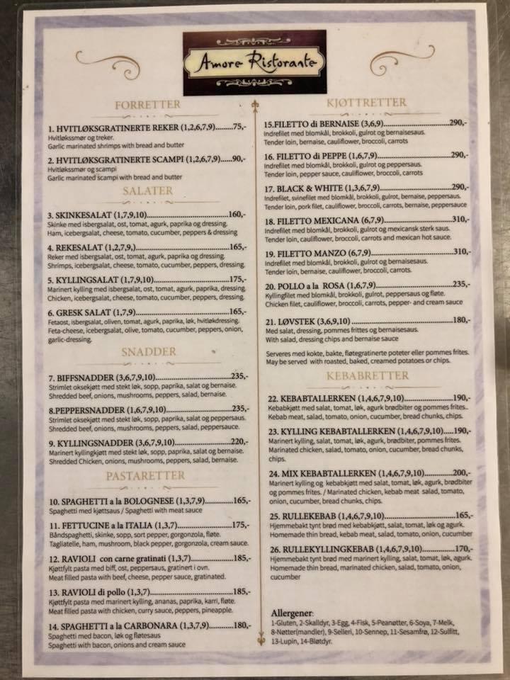 Amore Ristorante меню