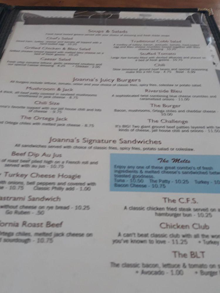 Joanna's Cafe меню