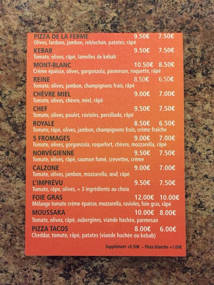L'imprévu Pizz Rives Renage меню