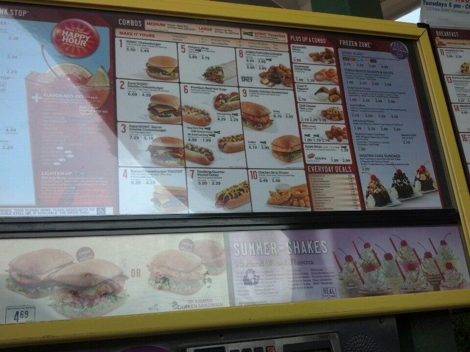 Sonic Drive-In меню
