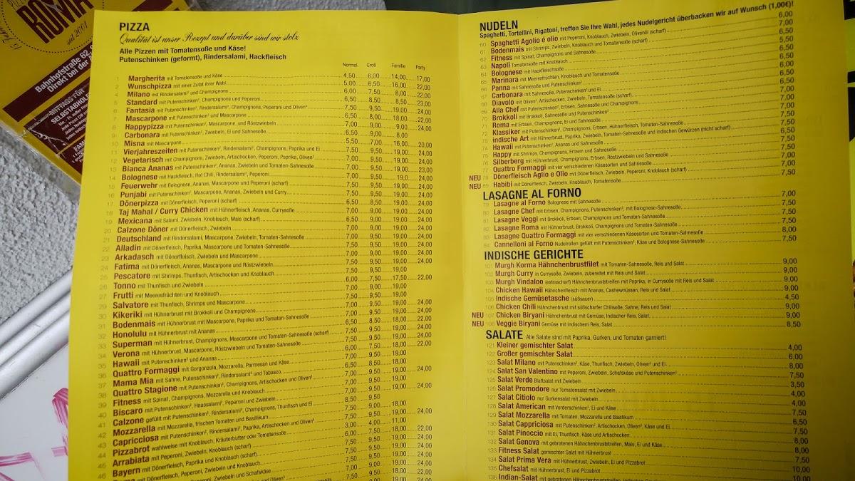 Pizza Roma Bodenmais Heimservice меню