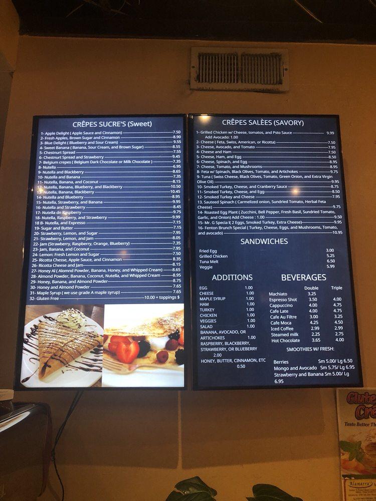 Fenton Cafe меню