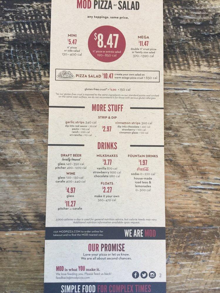 MOD Pizza меню