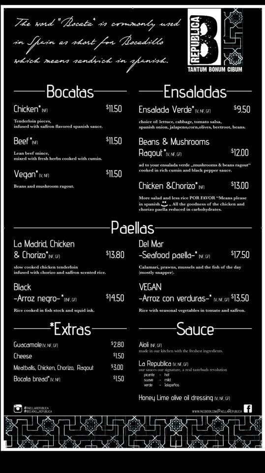 Bocatas Perth меню