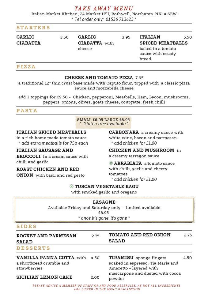 Italian Market Kitchen меню