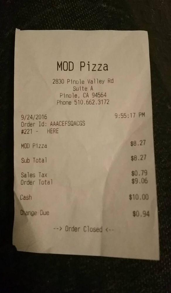 MOD Pizza меню
