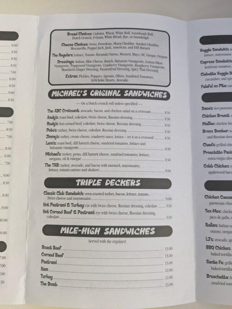Michaels Deli меню