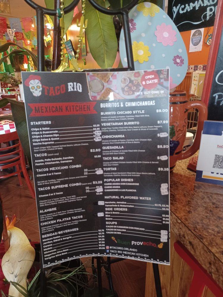 Taco Río Mexican Kitchen меню
