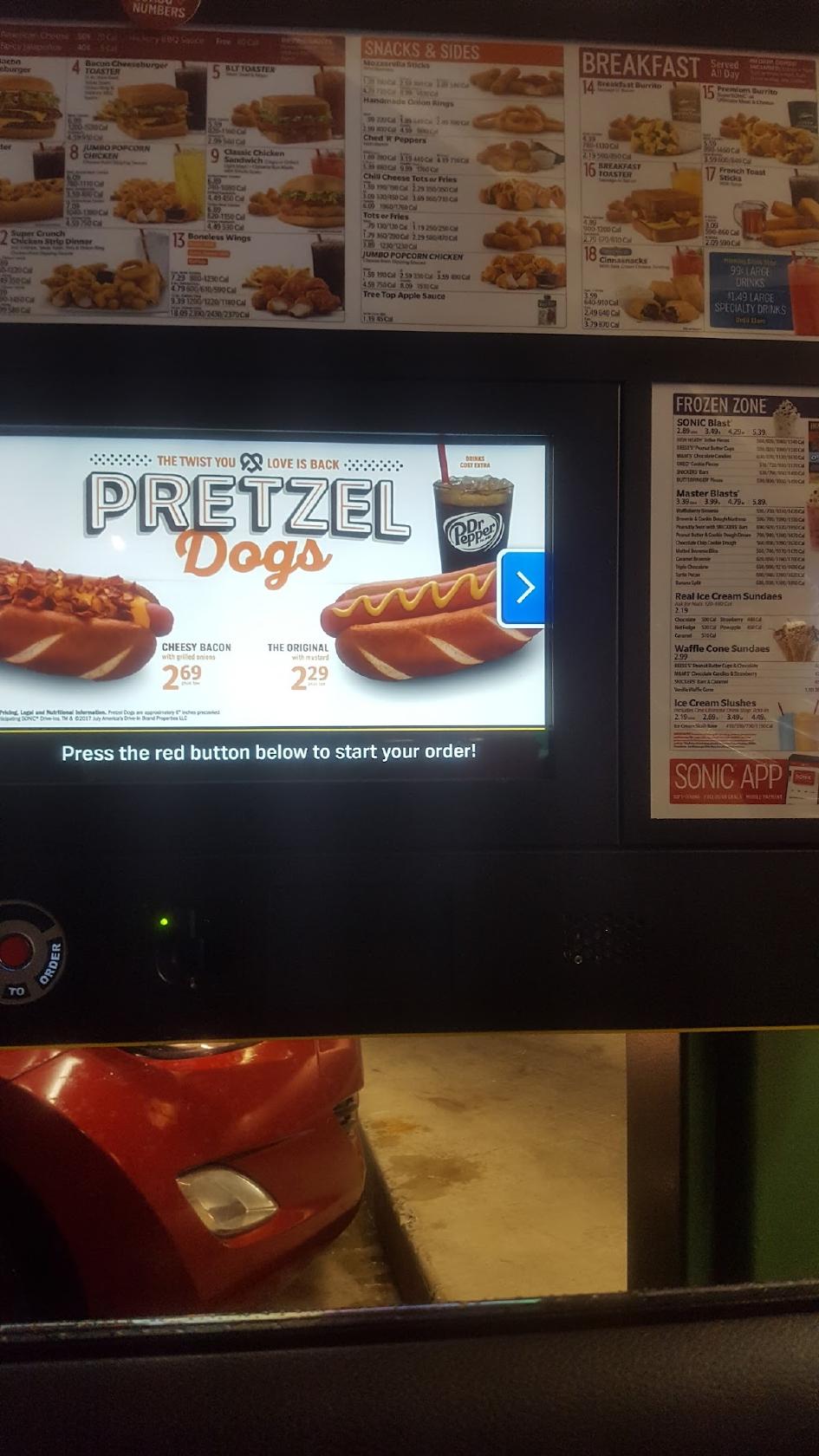 Sonic Drive-In меню