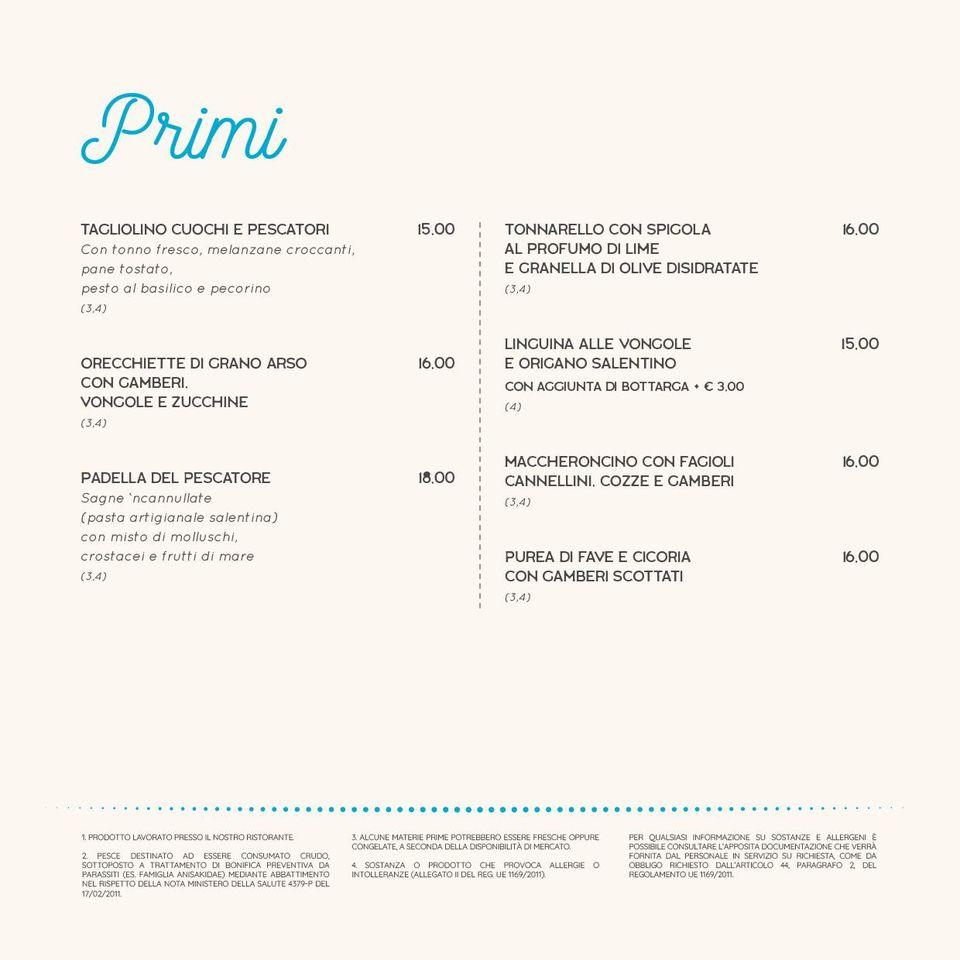 Cuochi e Pescatori меню