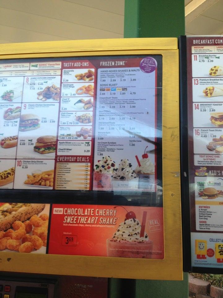 Sonic Drive-In меню