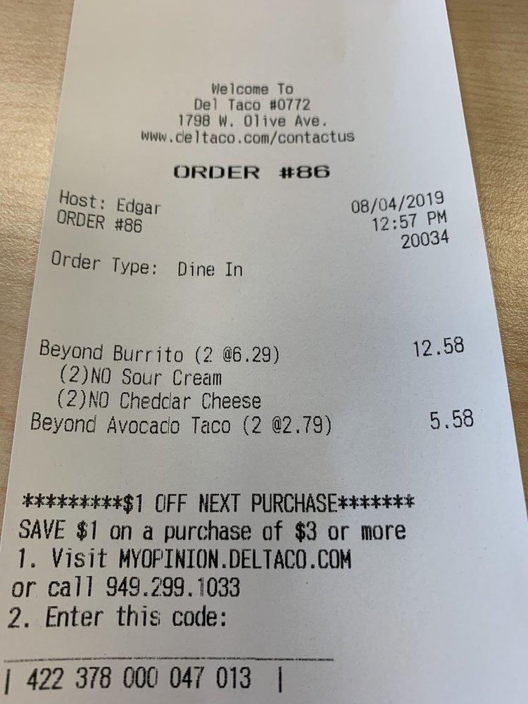 Del Taco меню