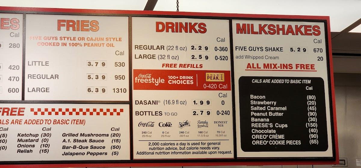 Five Guys меню