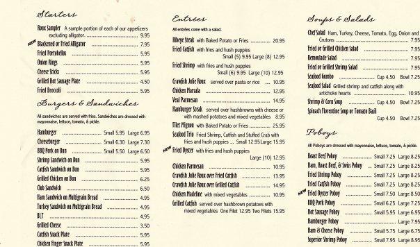Rick's Cafe Roux меню