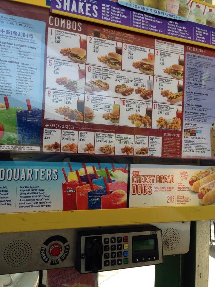 Sonic Drive-In меню