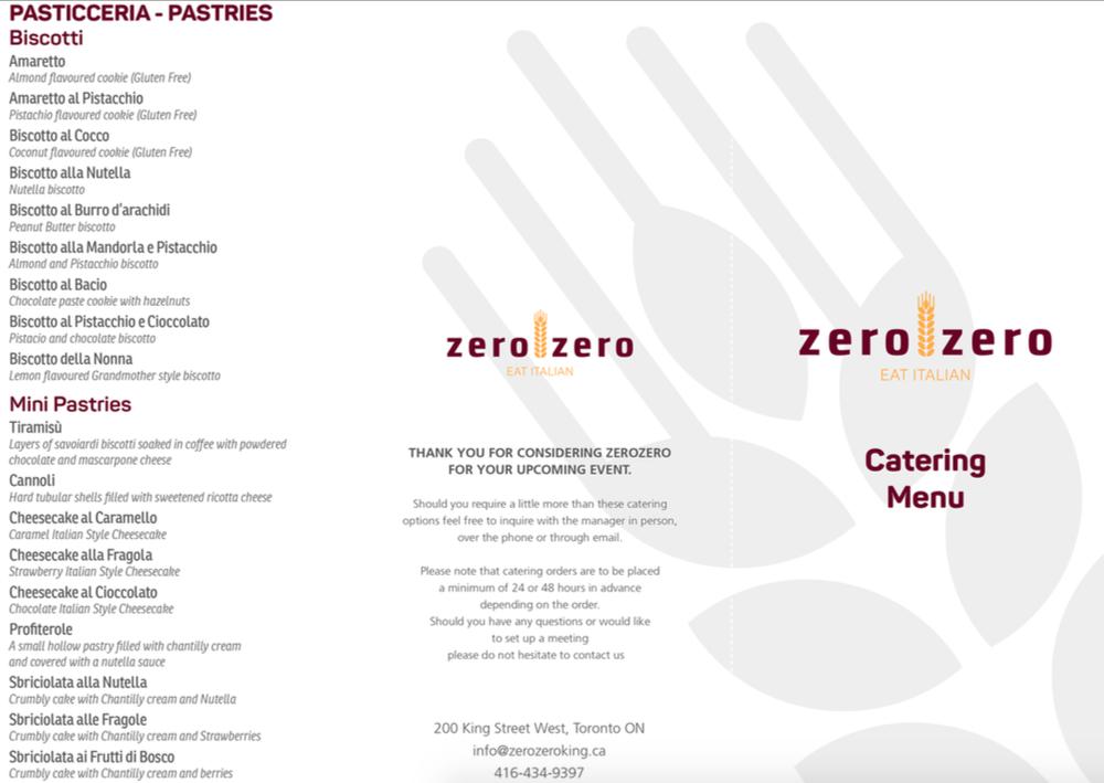 Zero Zero меню