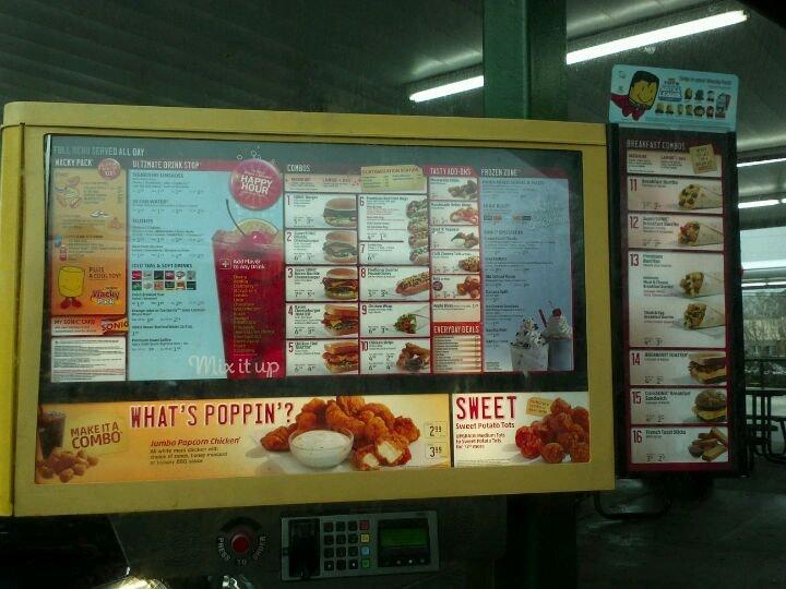 Sonic Drive-In меню