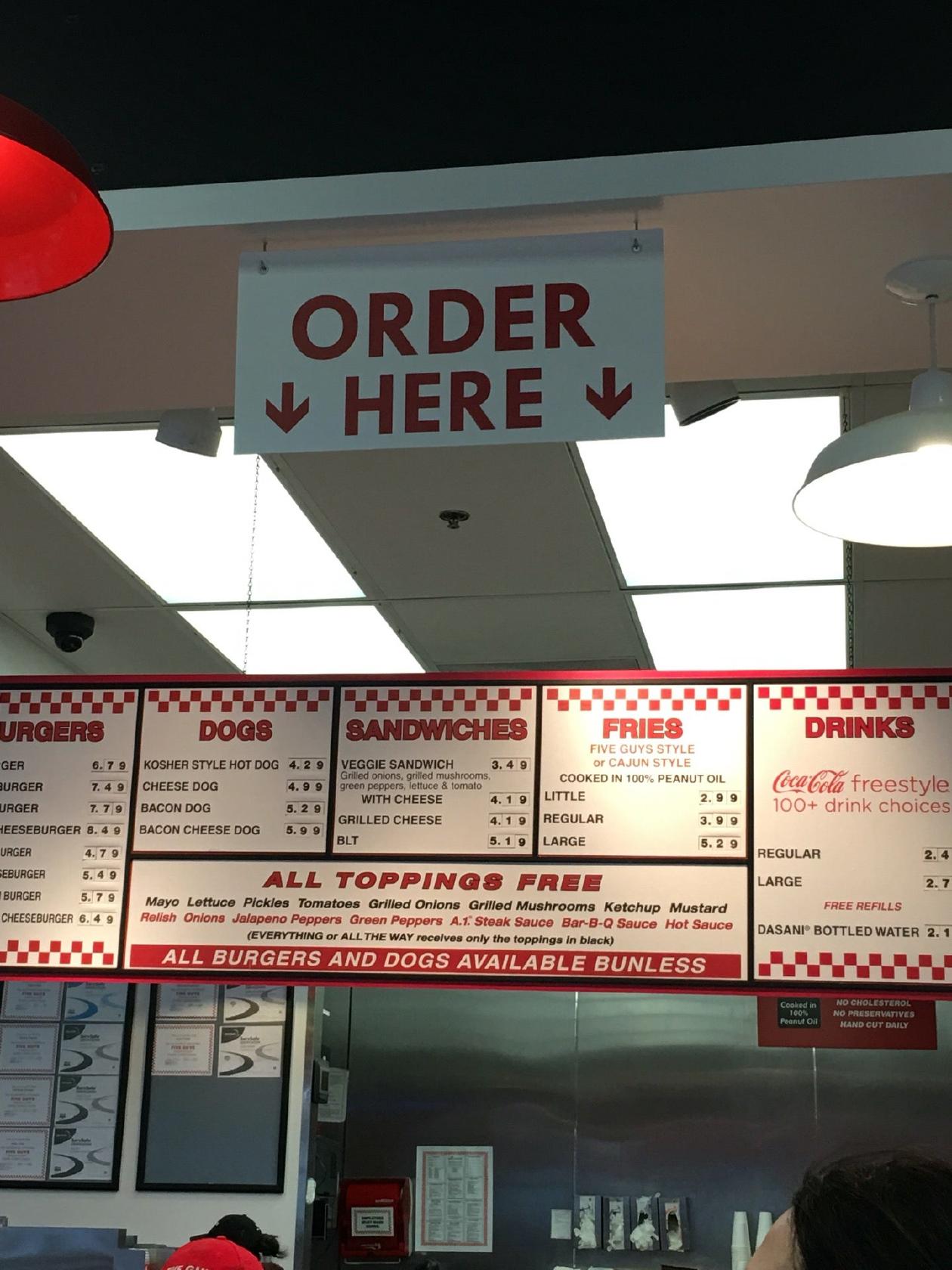 Five Guys меню