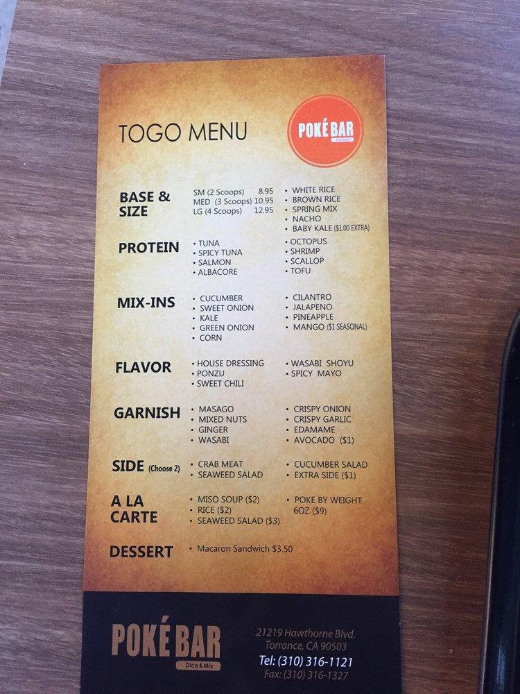 Poke Bar меню