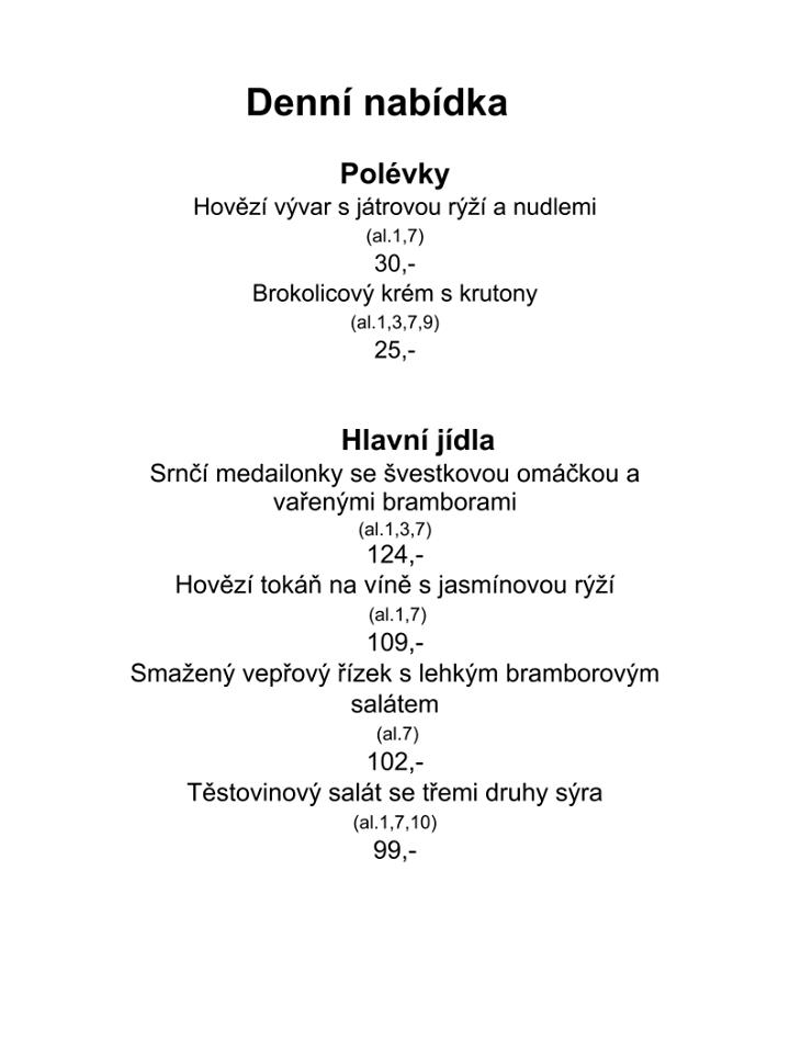 Restaurace U Císaře Rudolfa II. меню