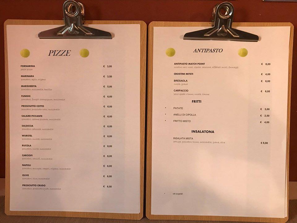 Match Point Ristorante/Pizzeria меню