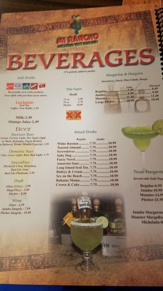 Mi Rancho меню