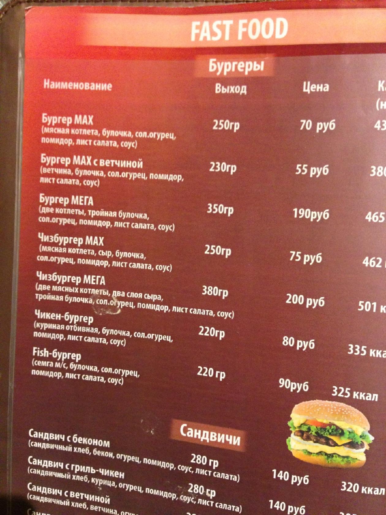 Burger Room меню