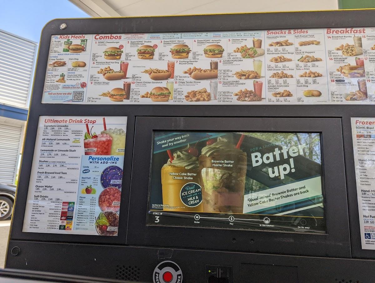 Sonic Drive-In меню