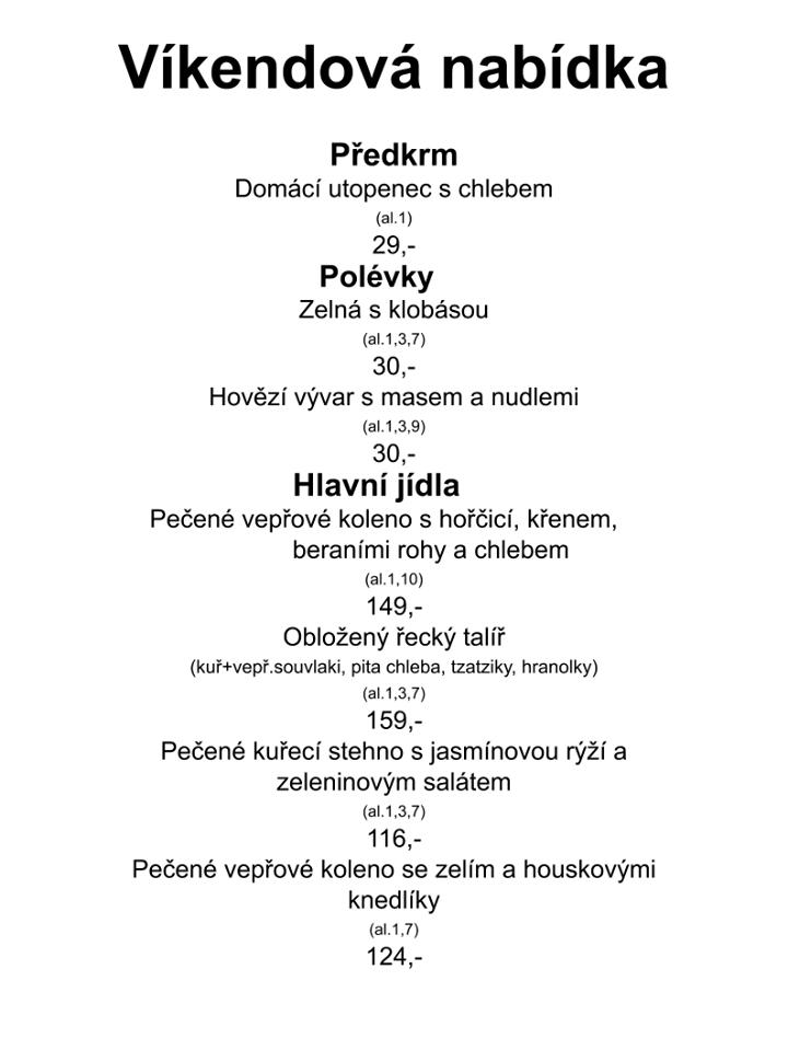 Restaurace U Císaře Rudolfa II. меню