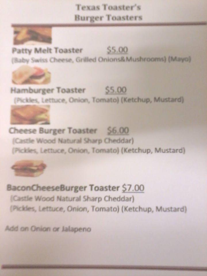 Texas Toaster меню